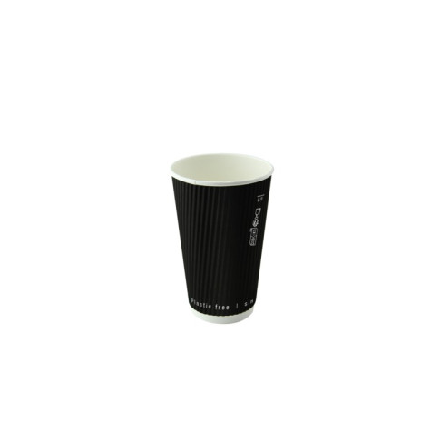 Bicchiere cartone nero doppia parete increspata plastic-free (PAP20)  H62mm 120ml