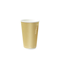Bicchiere cartone kraft doppia parete increspata plastic-free (PAP20)  H92mm 230ml