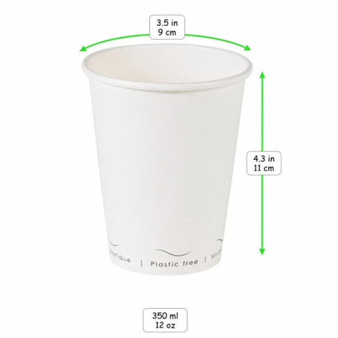 Bicchiere cartone bianco Eden plastic-free (PAP20)  H110mm 350ml