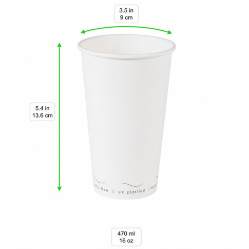 Bicchiere cartone bianco Eden plastic-free (PAP20)  H136mm 470ml