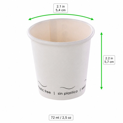 Bicchiere cartone bianco Eden plastic-free (PAP20)  H56mm 72ml