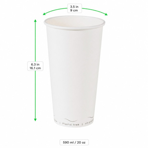 Bicchiere cartone bianco Eden plastic-free (PAP20)  H161mm 590ml