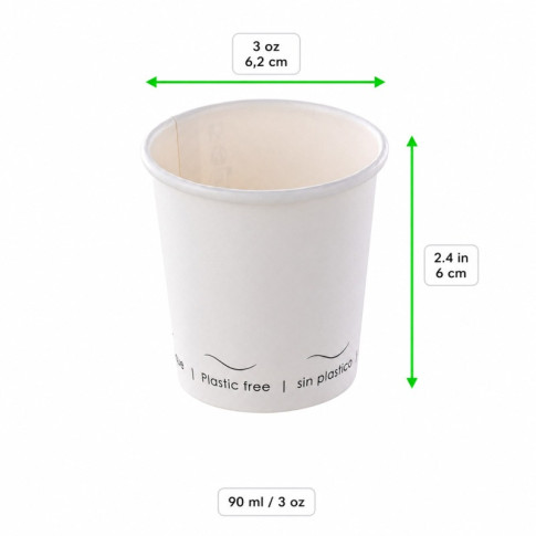 Bicchiere cartone bianco Eden plastic-free (PAP20)  H60mm 90ml