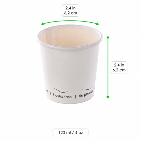 Bicchiere cartone bianco Eden plastic-free (PAP20)  H62mm 120ml