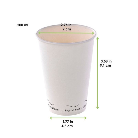 Bicchiere cartone bianco Eden plastic-free (PAP20)  H91mm 200ml