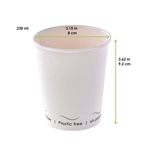 Bicchiere cartone bianco Eden plastic-free (PAP20)  H92mm 230ml