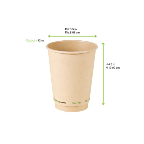 Bicchiere cartone e fibra di bambù plastic-free (PAP20)  H110mm 350ml