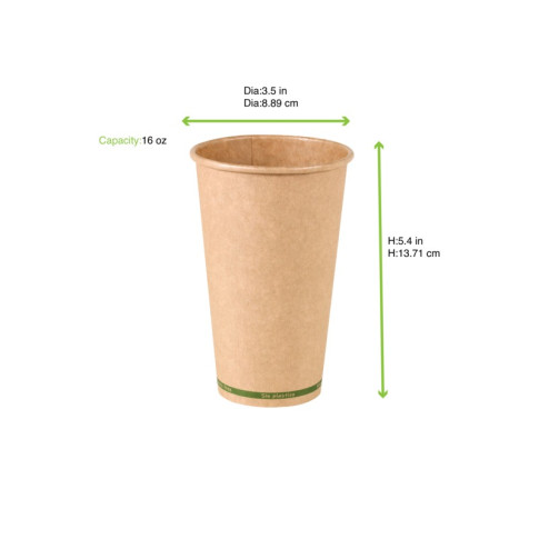Bicchiere cartone kraft ZEN plastic-free (PAP20)  H136mm 460ml