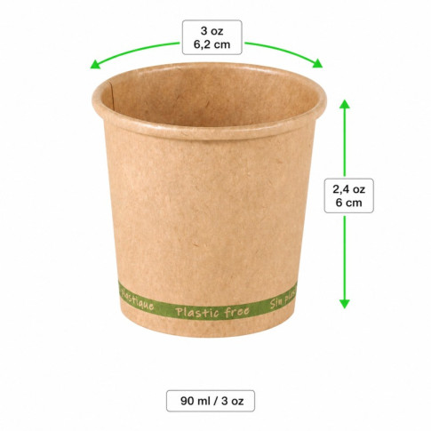 Bicchiere cartone kraft ZEN plastic-free (PAP20)  H60mm 90ml