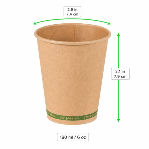 Bicchiere cartone kraft ZEN plastic-free (PAP20)  H79mm 180ml