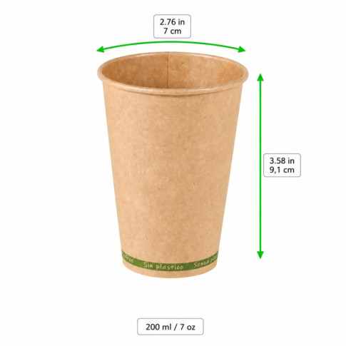 Bicchiere cartone kraft ZEN plastic-free (PAP20)  H92mm 200ml