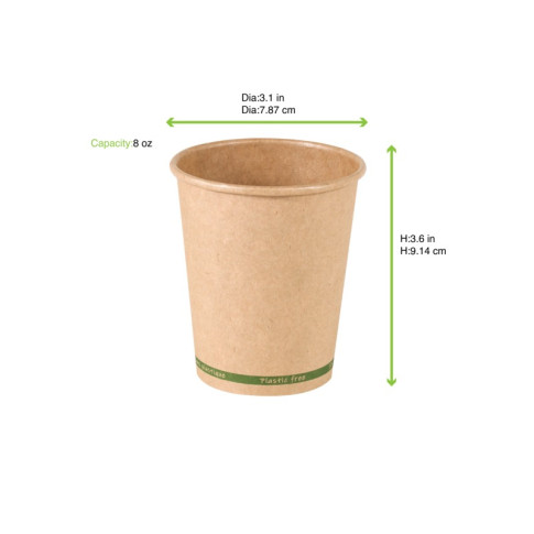 Bicchiere cartone kraft ZEN plastic-free (PAP20)  H92mm 230ml
