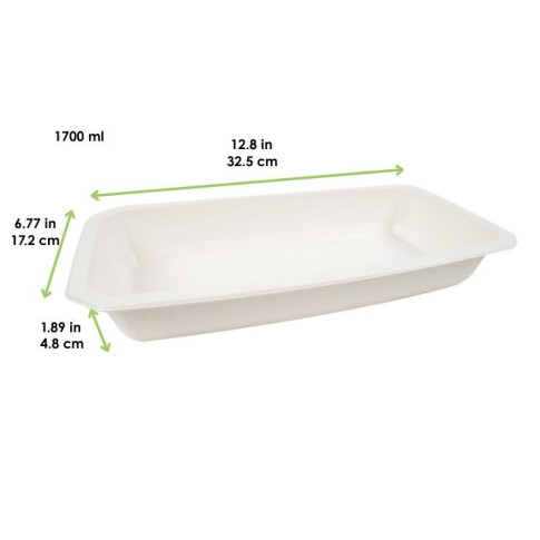 vaschetta sigillabile in polpa di canna da zucchero 1/3 325x172mm H48mm 1700ml