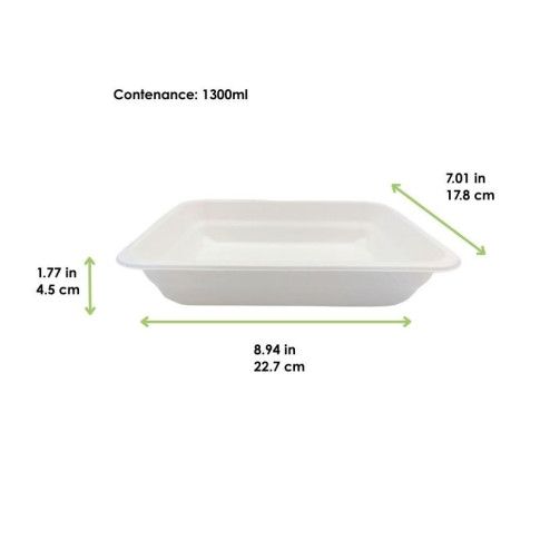 Vaschetta in polpa termosaldabile 1 scomparto (PAP21) 227x178mm H45mm 1300ml