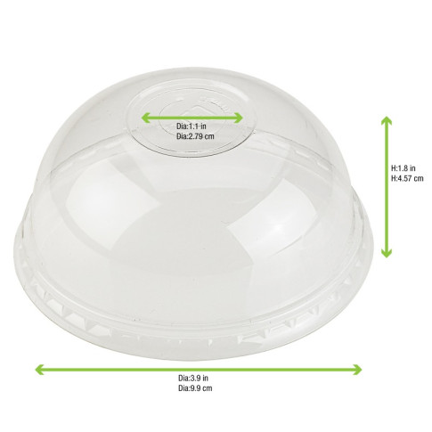 Coperchio in PLA trasparente a cupola con foro  H50mm