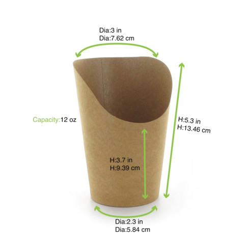 Bicchiere da snack in cartone kraft  H133mm 325ml