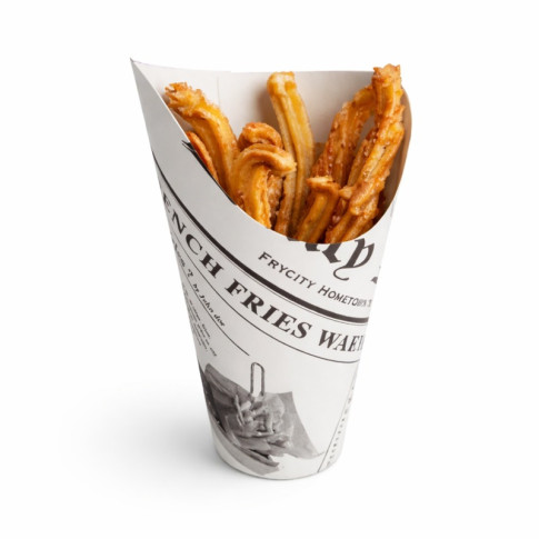 Bicchiere da snack in cartone, decorazione stampa di giornale   H133mm 325ml