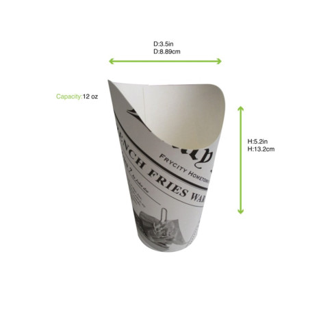 Bicchiere da snack in cartone, decorazione stampa di giornale   H133mm 325ml