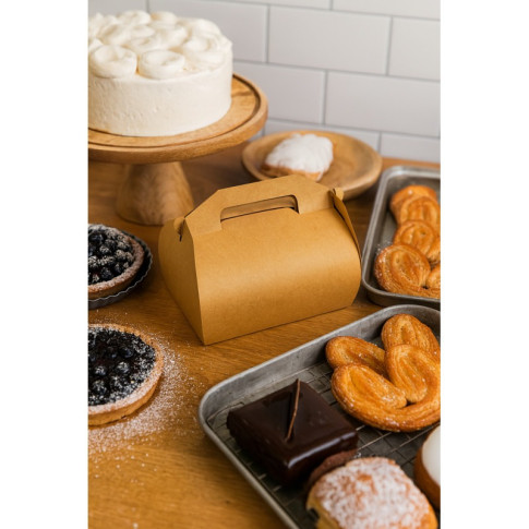 Scatola da pasticceria in cartone kraft con manici 110x100mm H153mm