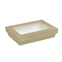 Scatola "Kray" in cartone kraft con coperchio a finestra in PLA 225x155mm H53mm 1500ml