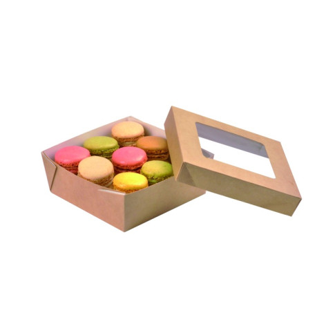 Scatola "Kray" in cartone kraft con coperchio a finestra 135x135mm H50mm 700ml
