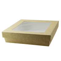 Scatola "Kray" in cartone kraft con coperchio a finestra 205x205mm H50mm 1 550ml