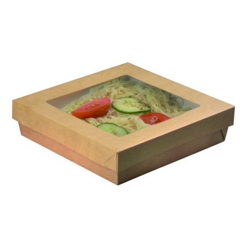 Scatola "Kray" in cartone kraft con coperchio a finestra 205x205mm H50mm 1 550ml