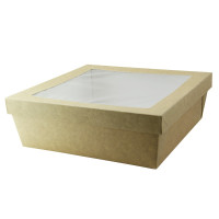 Scatola "Kray" in cartone kraft con coperchio a finestra 245x245mm H80mm 4 200ml