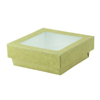 Scatola "Kray" in cartone kraft con coperchio a finestra 265x265mm H50mm 3000ml