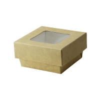 Scatola "Kray" in cartone kraft con coperchio a finestra 85x85mm H40mm 200ml