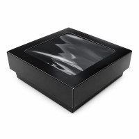 Scatola "Kray" in cartone nero con coperchio a finestra, per cottura in forno 115x115mm H40mm 350ml