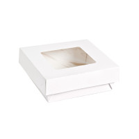 Scatola "Kray" in cartone bianco con coperchio a finestra 135x135mm H50mm 700ml