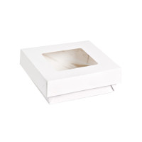 Scatola "Kray" in cartone bianco con coperchio a finestra 155x155mm H50mm 950ml