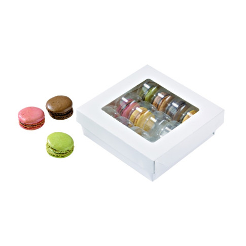 Scatola "Kray" in cartone bianco con coperchio a finestra 155x155mm H50mm 950ml