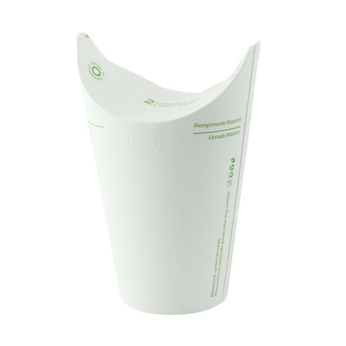 Bicchiere in cartone con coperchio pieghevole integrato (PAP1)  H105mm 375ml