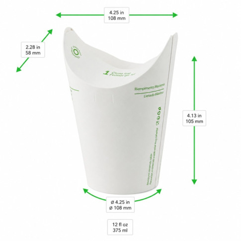Bicchiere in cartone con coperchio pieghevole integrato (PAP1)  H105mm 375ml