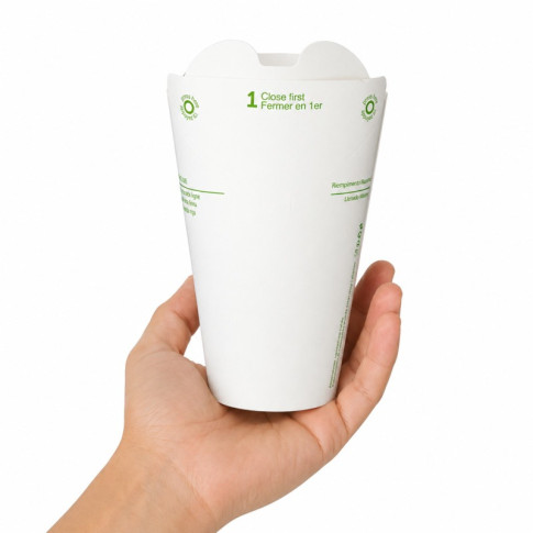 Bicchiere in cartone con coperchio pieghevole integrato (PAP1)  H105mm 375ml