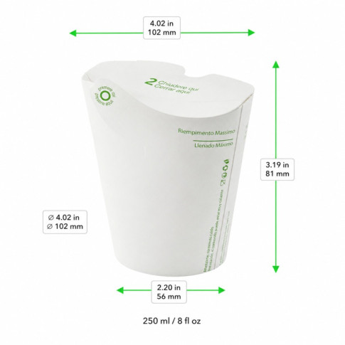 Bicchiere in cartone con coperchio pieghevole integrato (PAP1)  H81mm 250ml