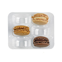 Inserto in PET trasparente per 6 macarons (2x3) con chiusura clip 118x100mm H23mm
