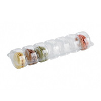 Inserto in PET trasparente per 7 macarons con chiusura clip 213x62mm H23mm