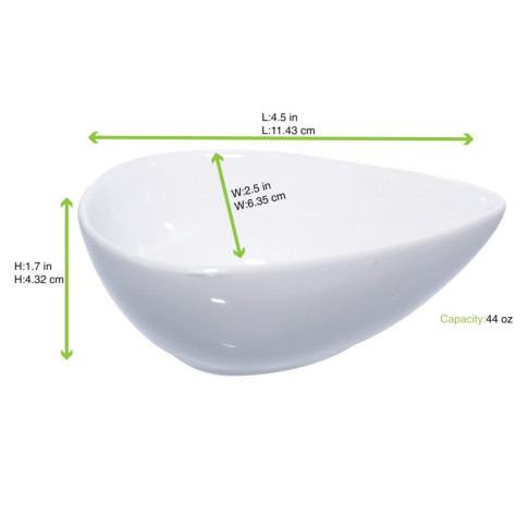 Piattino ovale in porcellana bianca 110x70mm H40mm