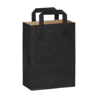 Borsa shopping in carta kraft riciclata scura, stampa nera 200x100mm H280mm
