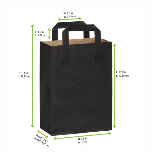 Borsa shopping in carta kraft riciclata scura, stampa nera 200x100mm H280mm