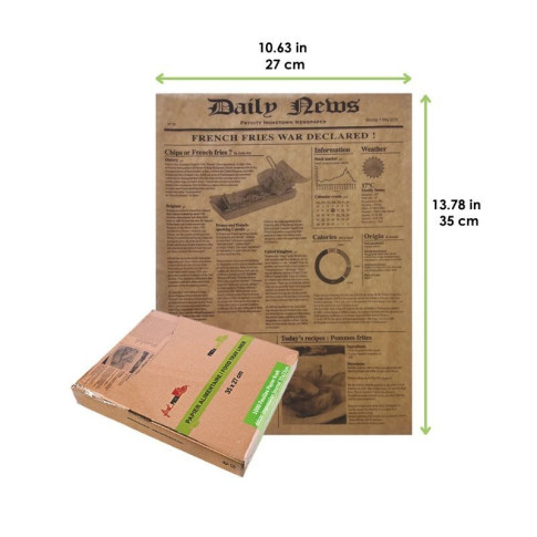 Carta kraft scuro con decorazione stampa di giornale, in scatola dispenser 350x270mm