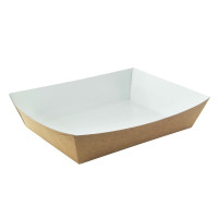 Cestino per insalata in cartone laminato kraft, interno bianco 220x170mm H40mm 850ml