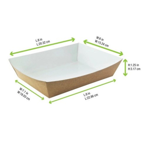 Cestino per insalata in cartone laminato kraft, interno bianco 220x170mm H40mm 850ml