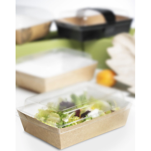 Cestino per insalata in cartone laminato kraft, interno bianco 220x170mm H40mm 850ml