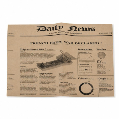 Carta kraft scuro con decorazione stampa di giornale, in scatola dispenser 380x400mm