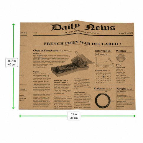 Carta kraft scuro con decorazione stampa di giornale, in scatola dispenser 380x400mm