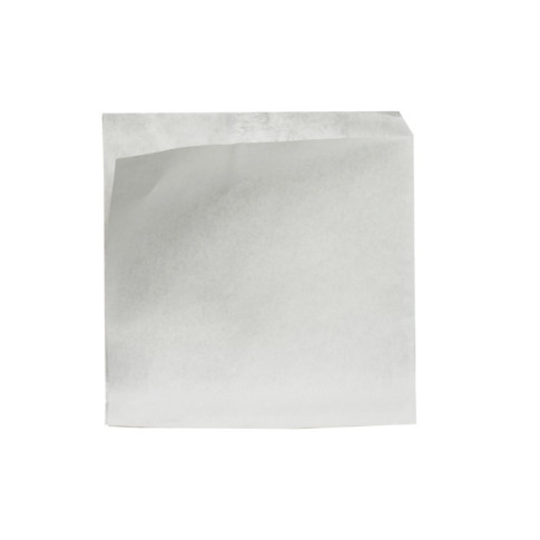 Sacchetto bianco antigrasso in carta scura aperto su due lati (PAP22) 170x170mm